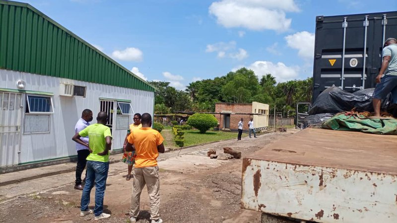 A shipping container arrives at Mzuzu University 2021