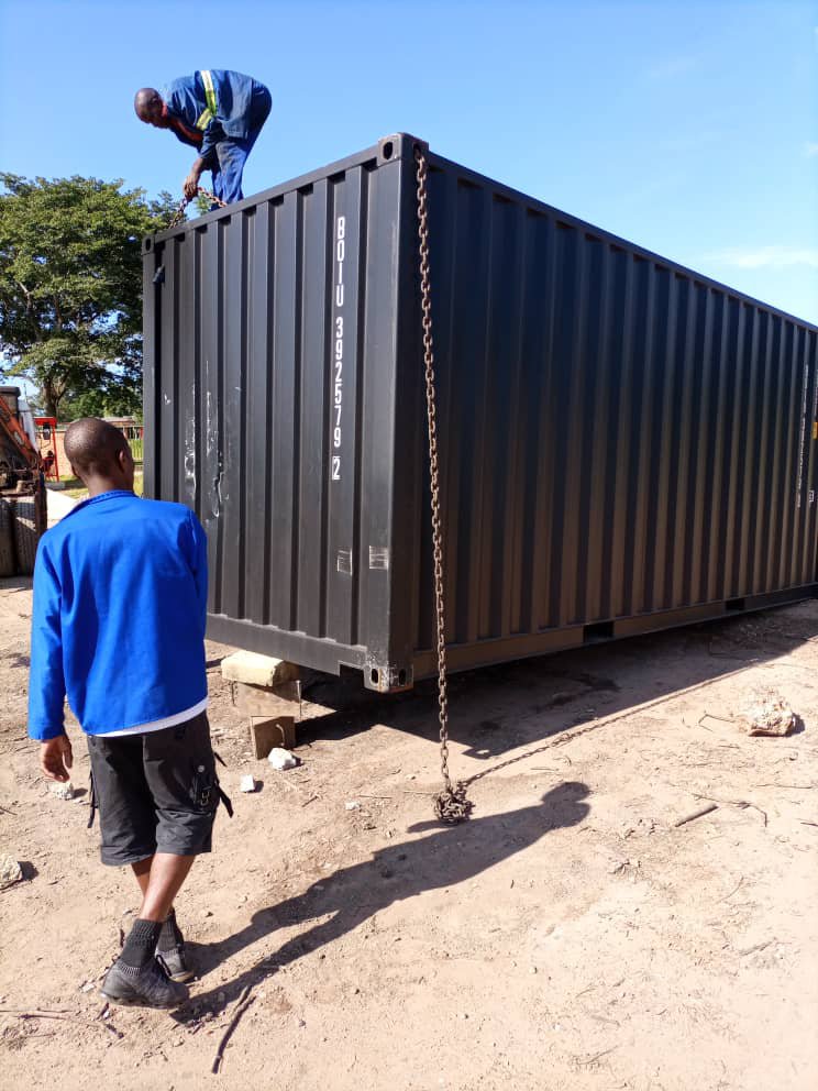 A shipping container arrives at Mzuzu University 2021