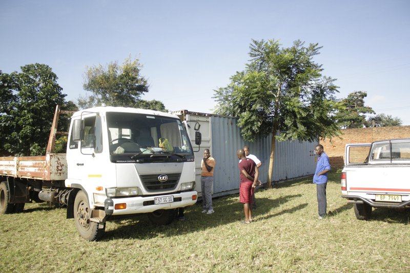 Van arriving with e-waste at Lilongwe collection container